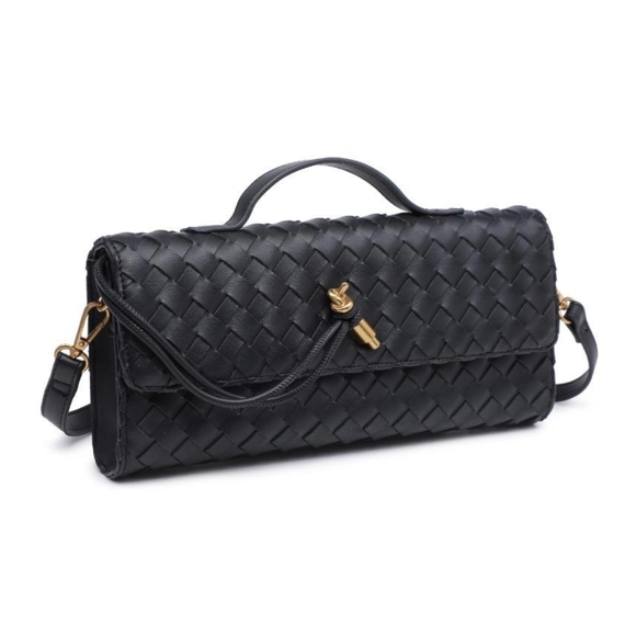 Elegant Black Woven Clutch